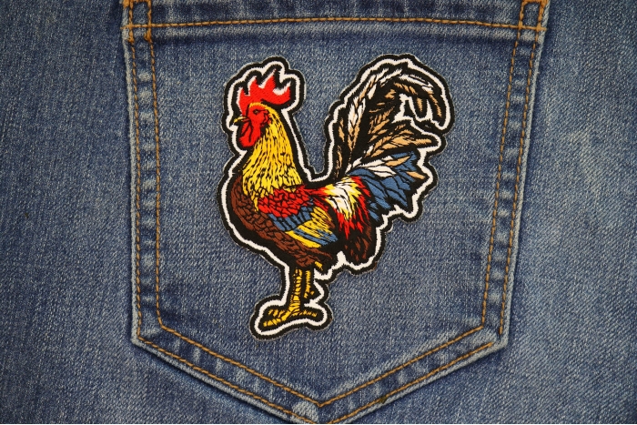 Rooster Patch shown on jeans