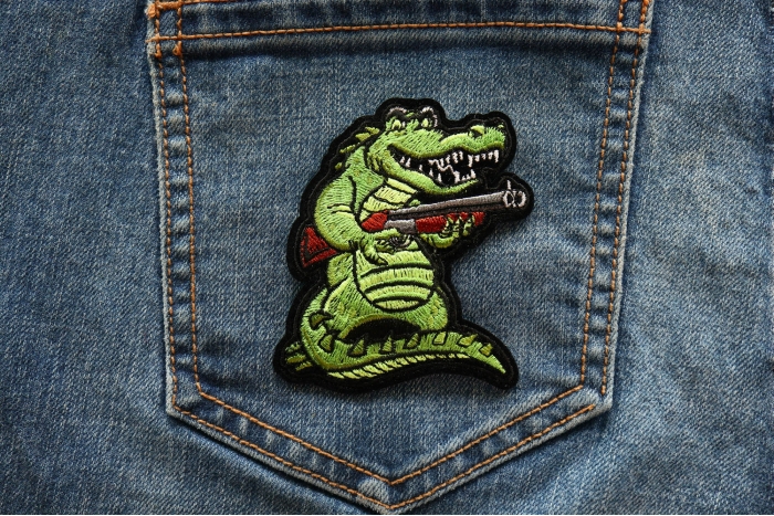 Shotgun Alligator Patch shown on jeans