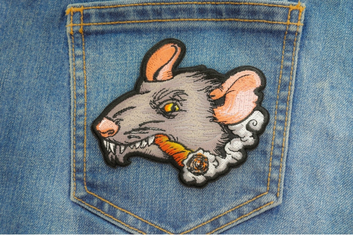Smoking Rat Patch shown on jeans