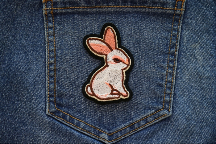 Sweet Rabbit Iron on Patch shown on jeans