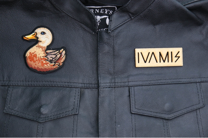 Baby Duck Patch shown on leather vest