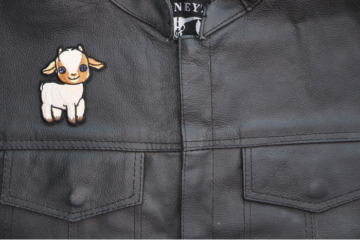 Baby Goat Patch shown on leather vest