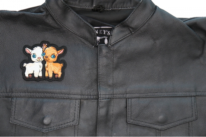 Baby Goats Patch shown on leather vest