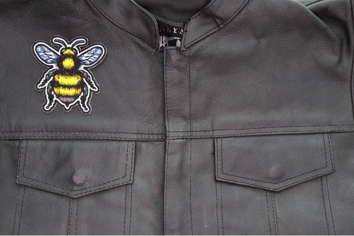 Bee Patch shown on leather vest