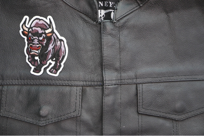 Bull Patch shown on leather vest