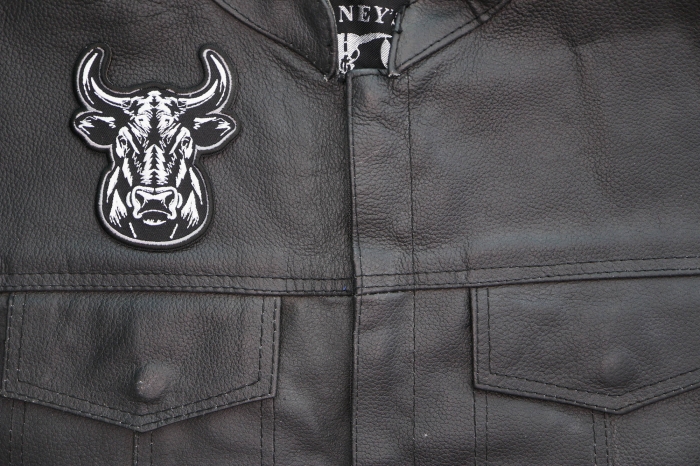 Bull Stare Patch shown on leather vest