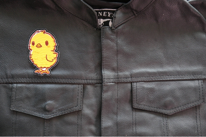 Chick Patch shown on leather vest