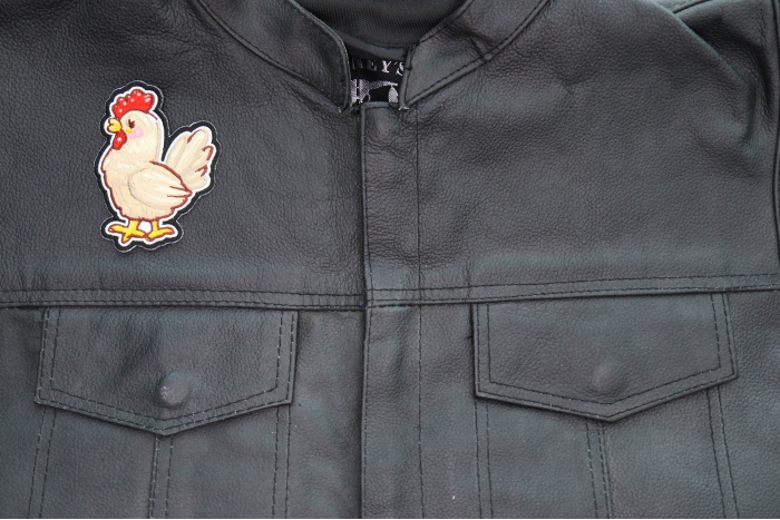 Chicken Patch shown on leather vest