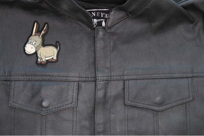 Cute Baby Donkey Patch shown on leather vest