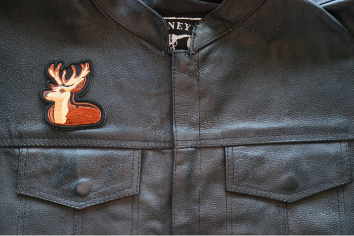 Decoy Dear Patch, Cute Animal Patches shown on leather vest