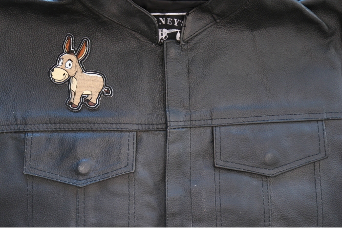 Donkey Patch shown on leather vest