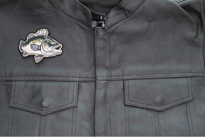 Fish Patch shown on leather vest