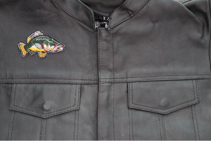Fish Patch shown on leather vest