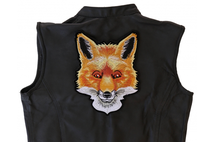 Fox Patch, Large Animal Patches for Jackets shown on leather vest