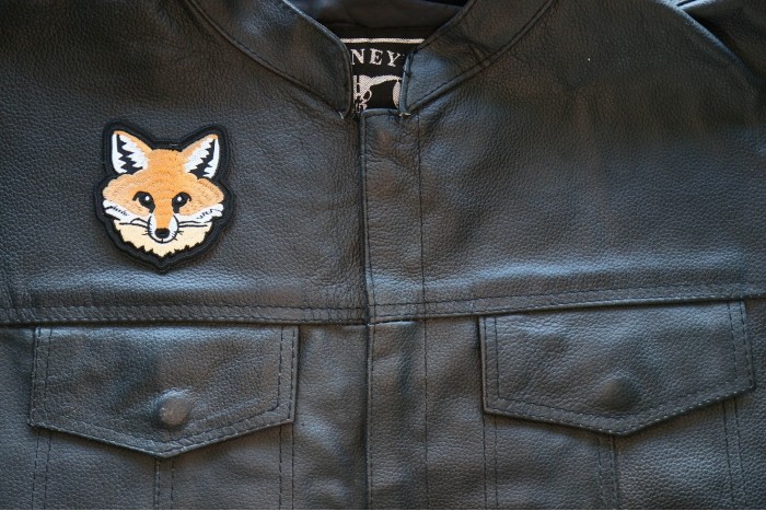 Cute Fox Patch, Cute Animal Patches shown on leather vest