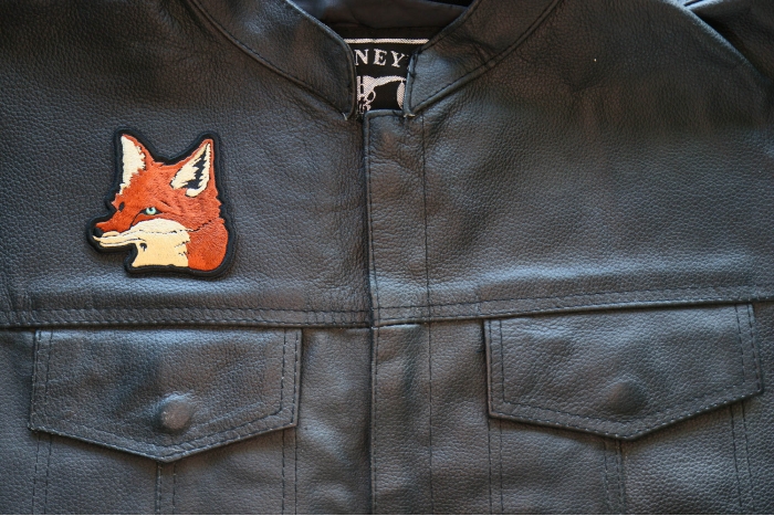 Fox Patch, Cute Animal Patches shown on leather vest