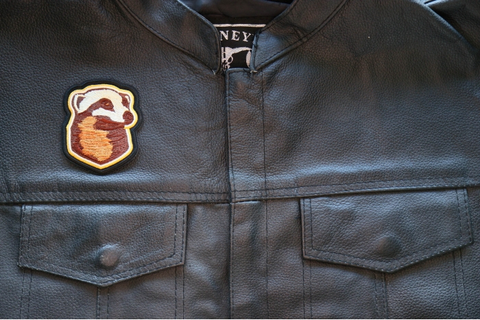 Honey Badger Patch, Cute Animal Patches shown on leather vest