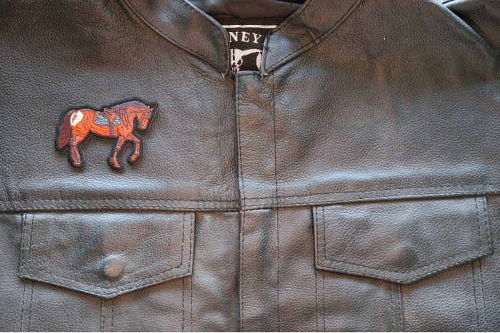 Horse Patch shown on leather vest