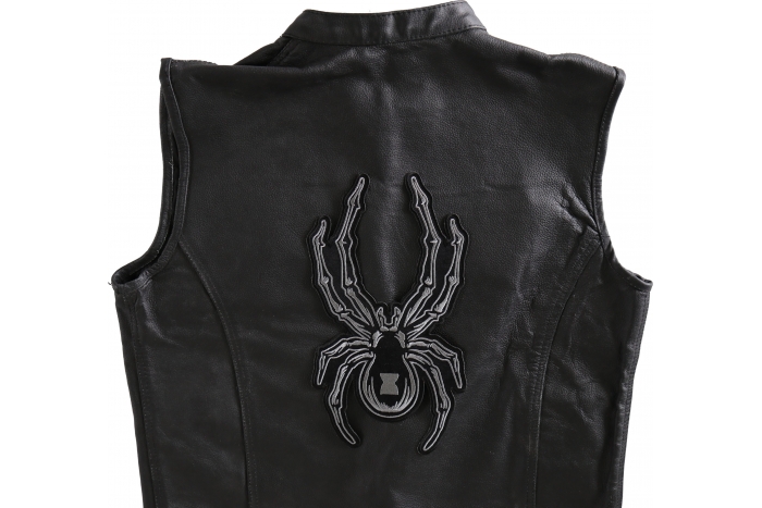 Spider Patch, Large Animal Patches for Jackets shown on leather vest