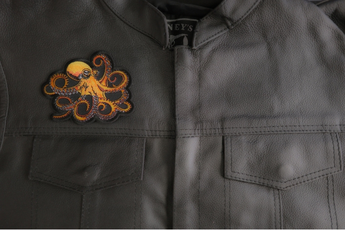 Octopus Patch shown on leather vest