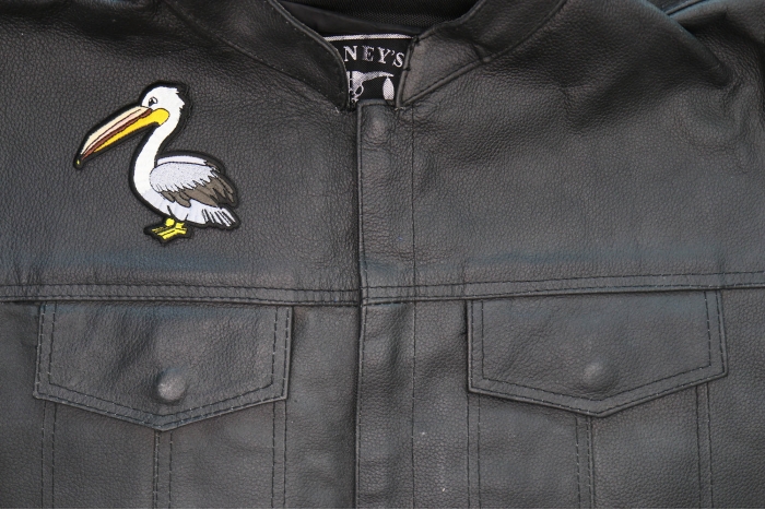 Pelican Patch shown on leather vest