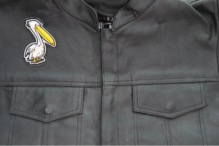 Pelican Patch shown on leather vest