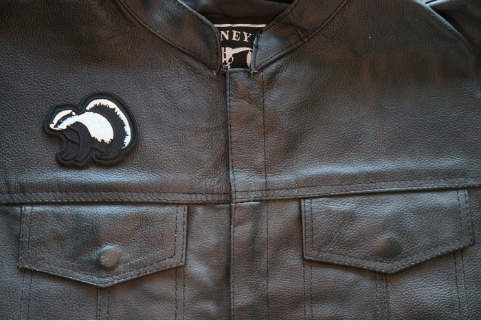 Skunk Patch, Cute Animal Patches shown on leather vest