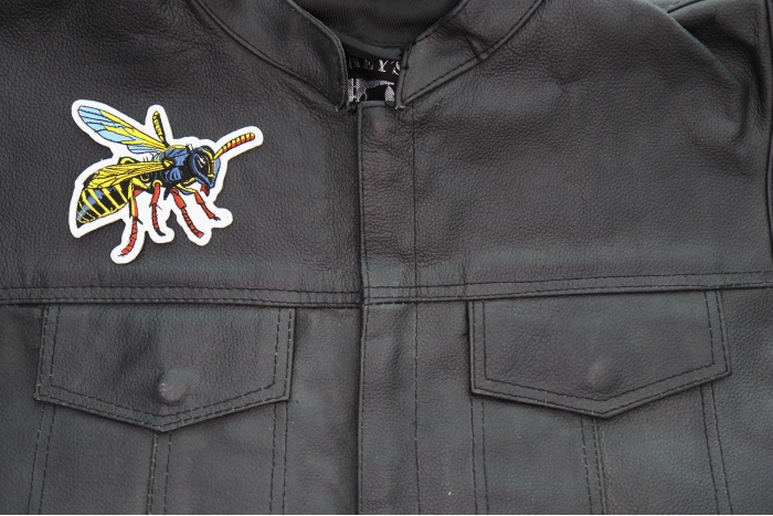 Wasp Patch shown on leather vest