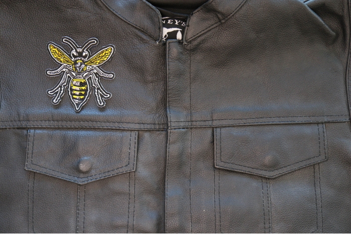 Wasp Patch shown on leather vest