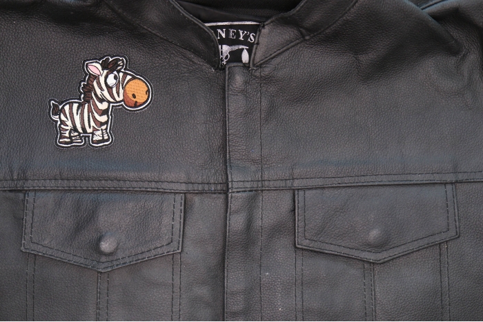 Zebra Patch shown on leather vest