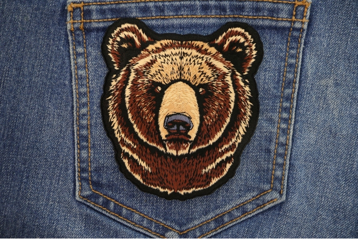 Bear Head Patch shown on jeans