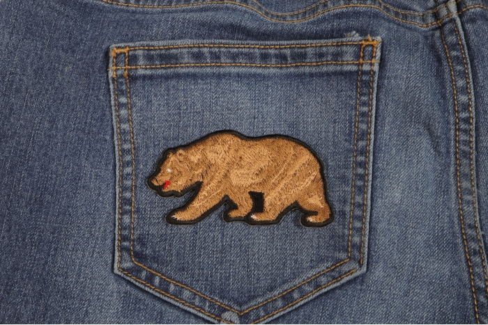 California Bear Iron on Patch shown on jeans