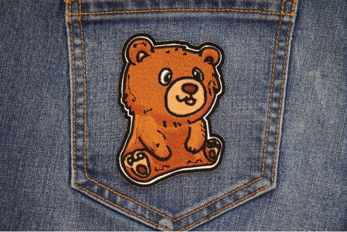 Cute Bear Patch shown on jeans
