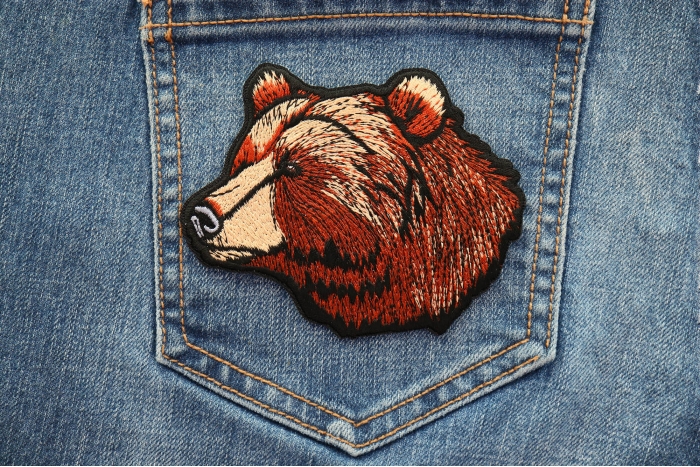 Grizzly Looking Bear Patch shown on jeans
