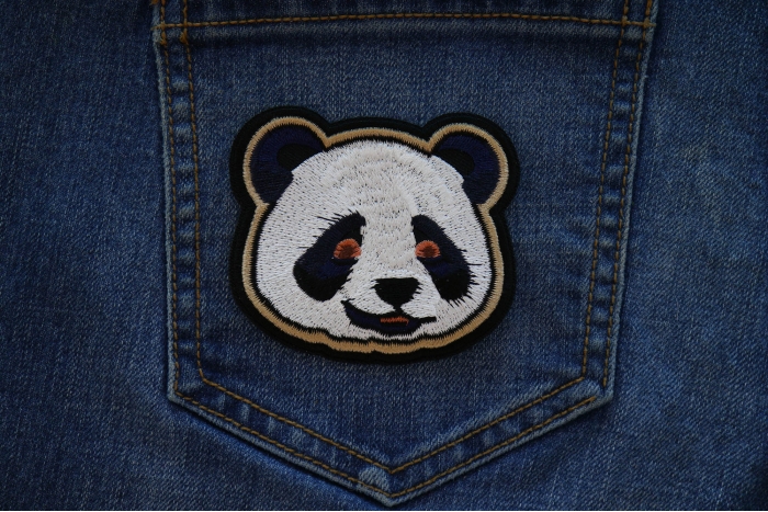 Panda Iron on Patch shown on jeans