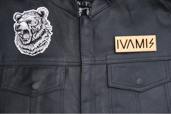 Angry Bear Patch shown on leather vest