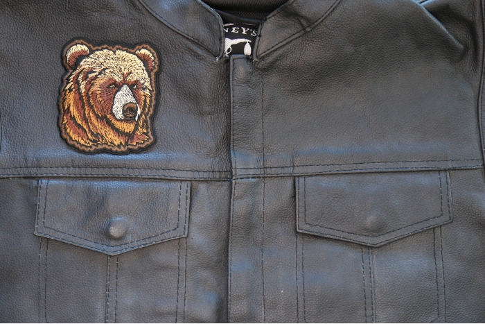 Bear Patch shown on leather vest