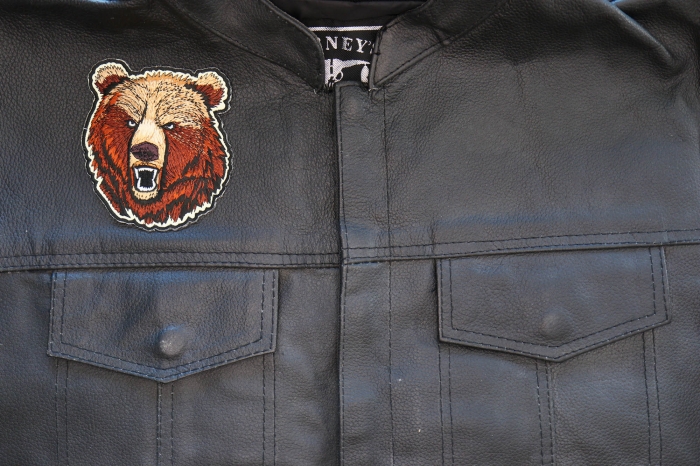 Bear Patch shown on leather vest