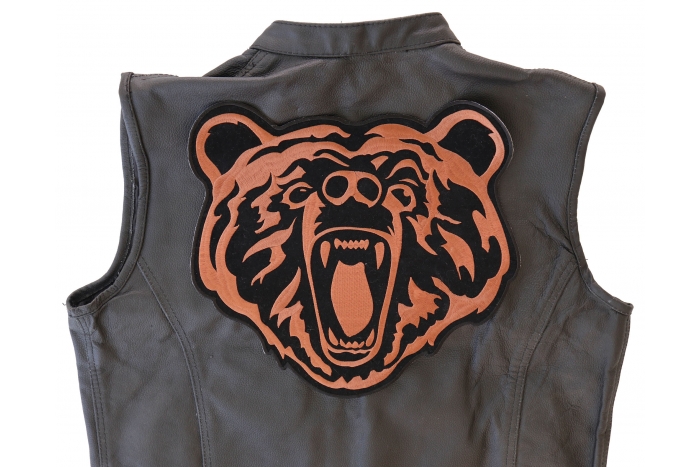 Bear Patch, Large Animal Patches for Jackets shown on leather vest
