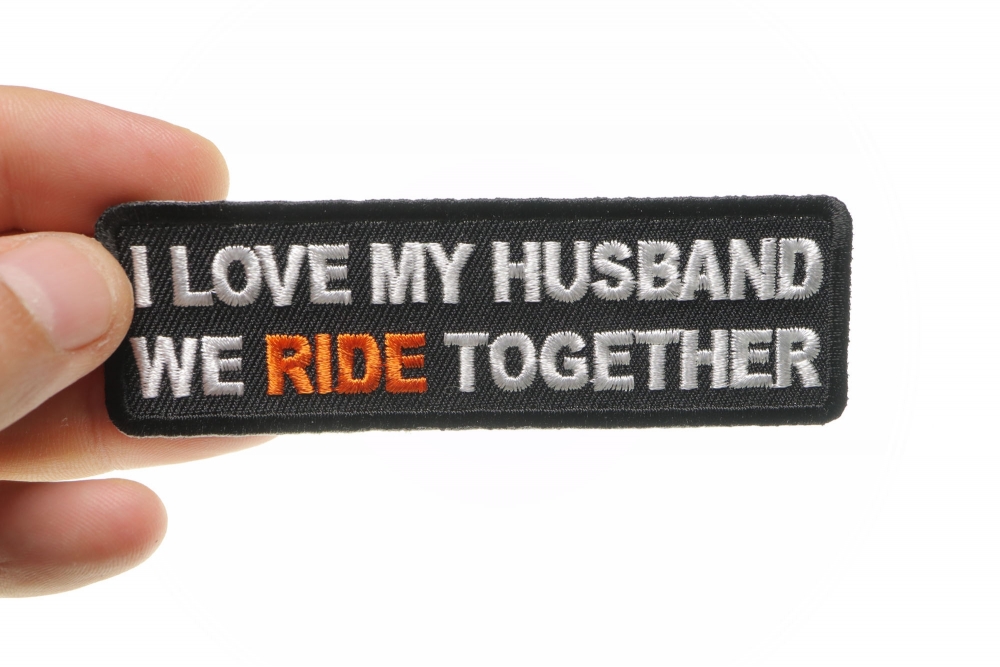 1 x patch embroidered iron on sew biker bikie bike motif i love my crazy wife 