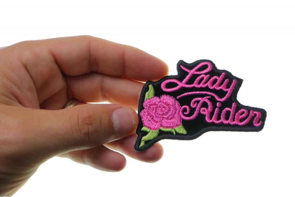 Aufnäher / Bügelbild pink 11.0 x 5.0 cm Lady Rider Biker 
