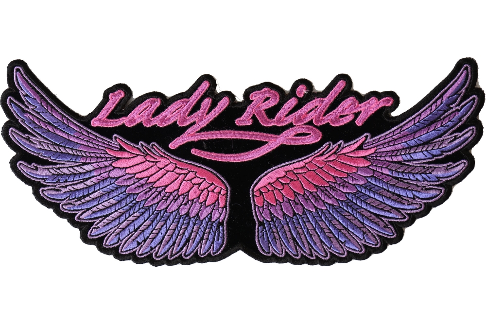 Lady Rider Pink Purple Wings Embroidered Biker Patch FREE SHIP 