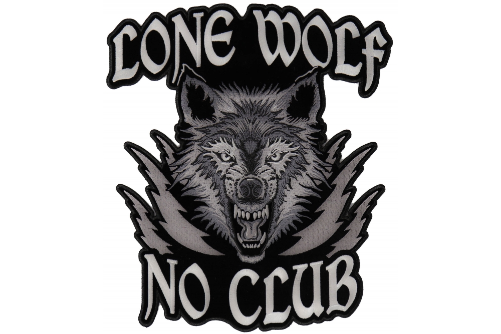 LONE WOLF NO CLUBS BIKER PATCH 