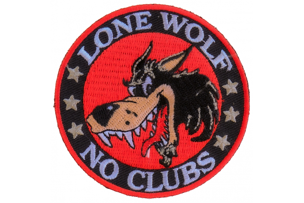 NO CLUB NO RULES...LONE WOLF Embroidered Patch-0562B 