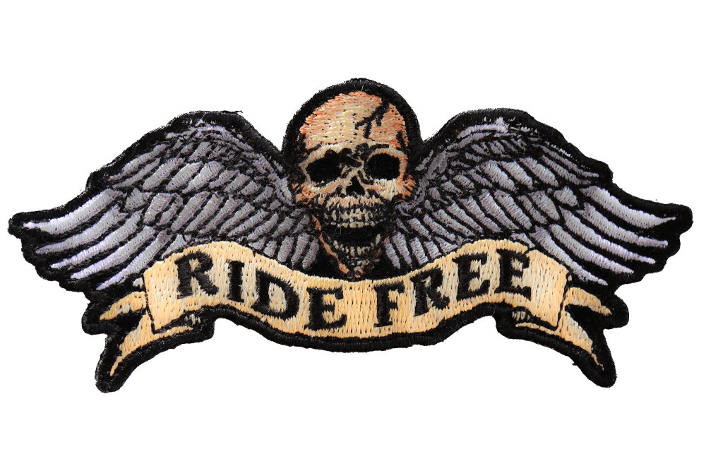 Biker Patch Ride Free Ride Free Winged Skull Patch Small | Biker Patches -TheCheapPlace