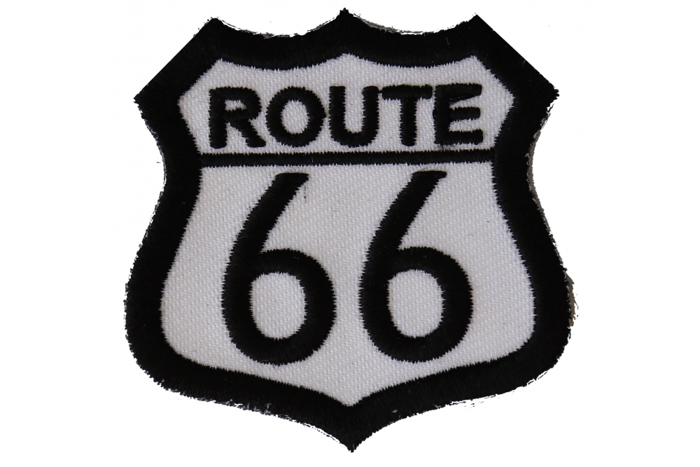ROUTE 66 WINGS EMBROIDERED PATCH BLACK IRON-ON APPLIQUE Highway Road Sign Biker 