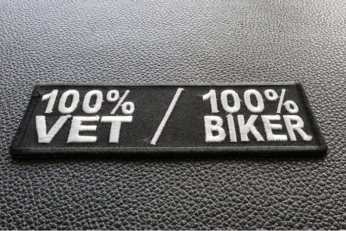 100 Percent Vet 100 Percent Biker Patch diagonal view