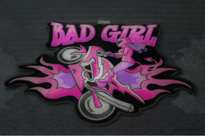 Bad Girl Motorcycle Wheeley Patch diagonal view