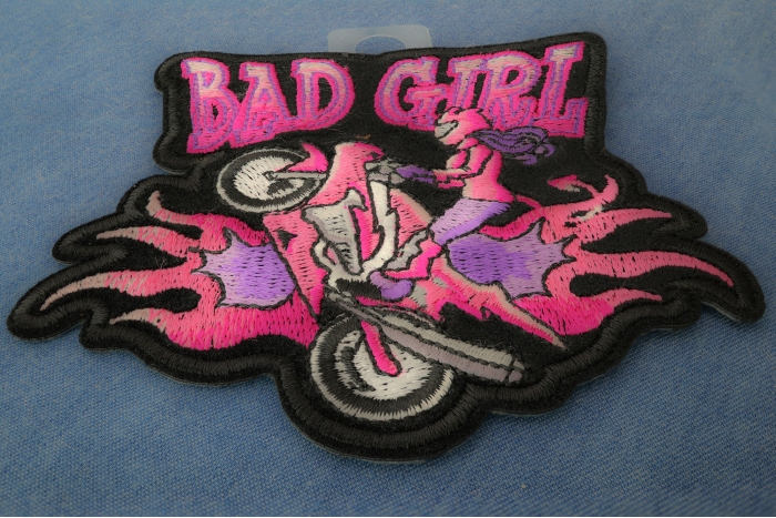 Bad Girl Biker Patch diagonal view