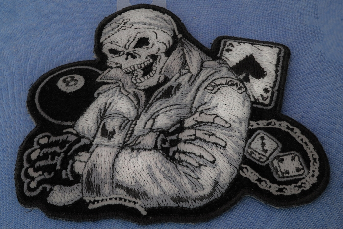 Biker Life Skull 8 Ball Aces and Dice Patch diagonal view